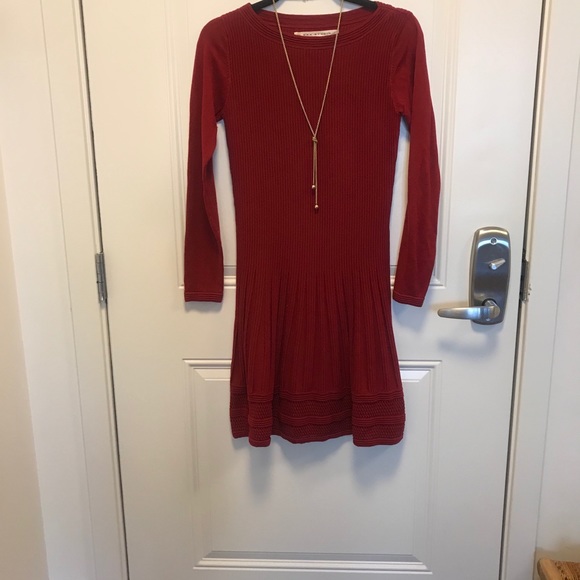 Max Studio Red Long Sleeve Knit Dress Size S - Picture 4 of 8